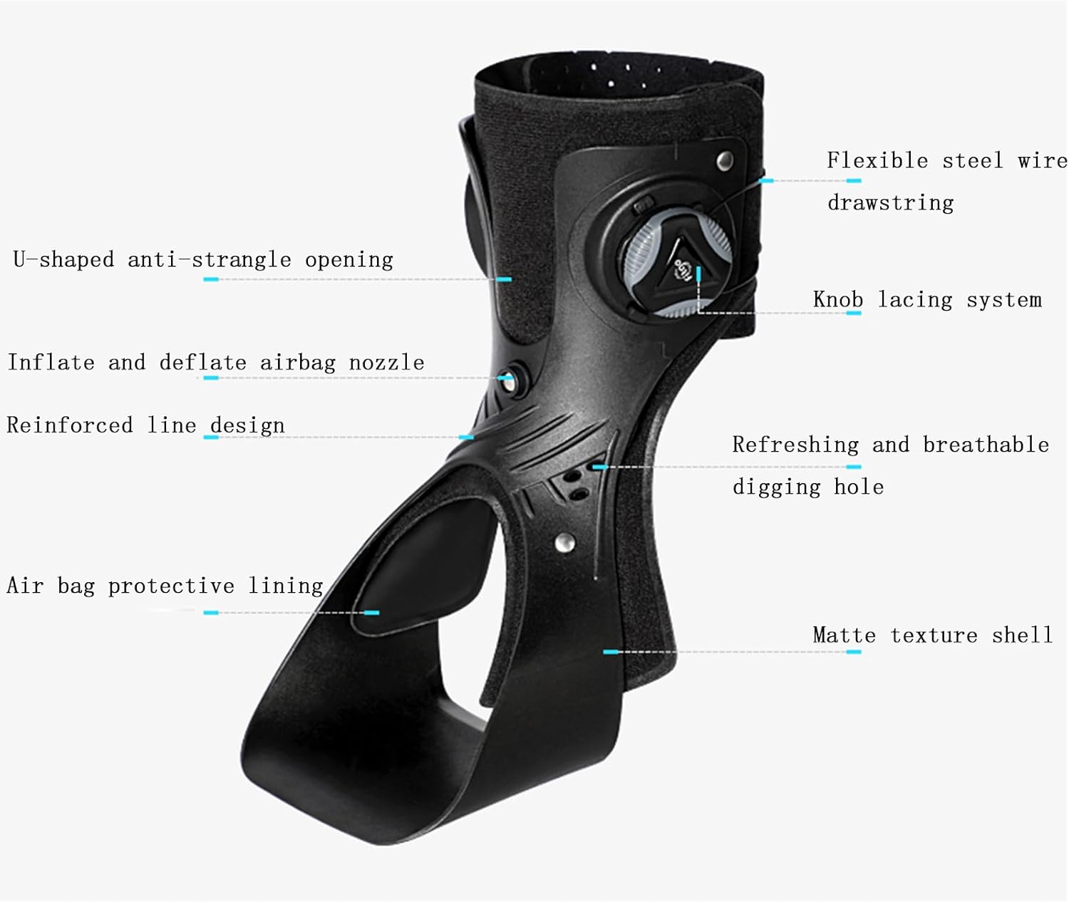 Ankle Foot Orthotic Support, Adjustable Ankle Brace Corrector, Orthosis for Drop Foot, Plantar Fasciitis and Achilles Tendonitis, Knob laces, Ankle Brace Support with air Bag, Medium, Right