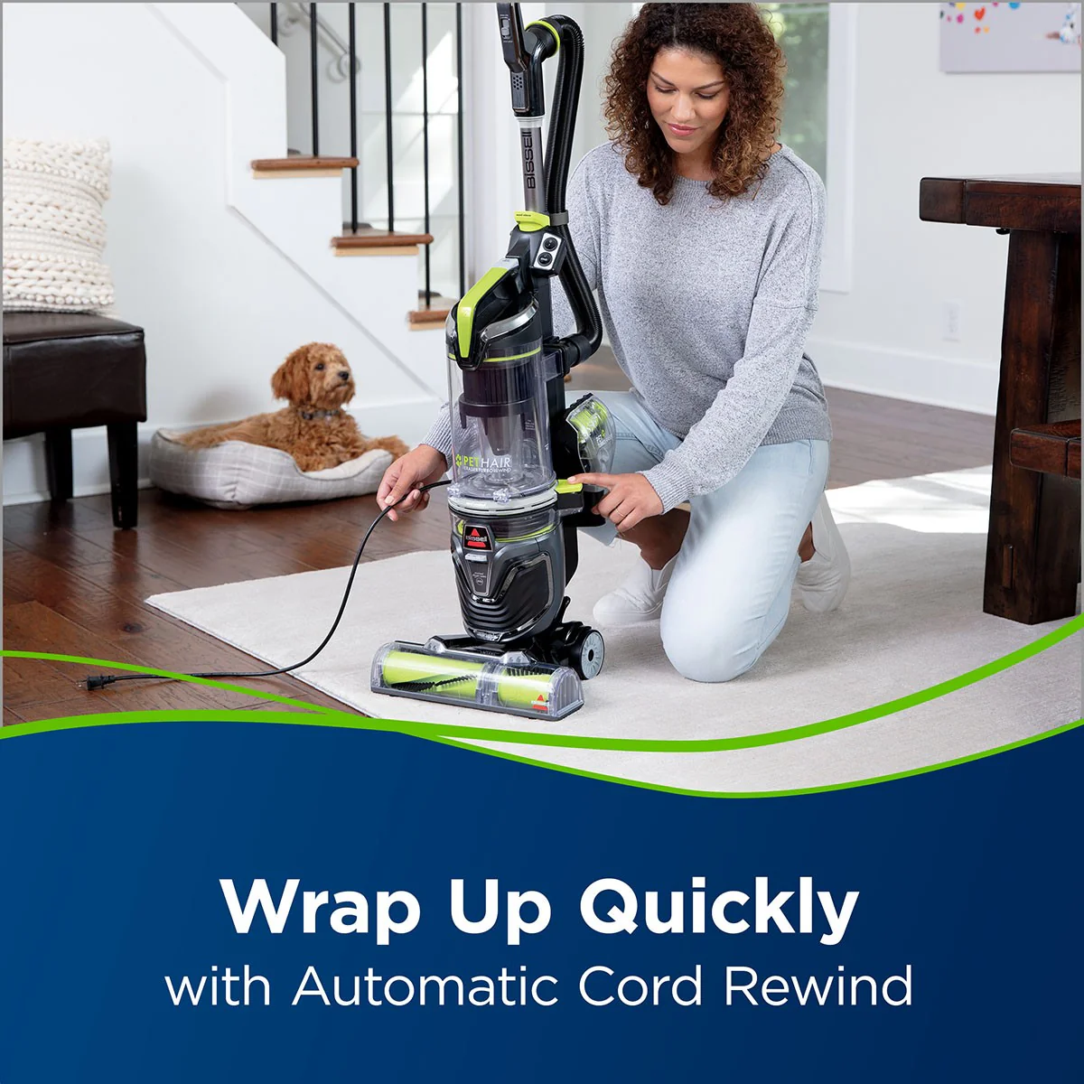 Bissell Pet Hair Eraser Turbo Rewind Upright Vacuum