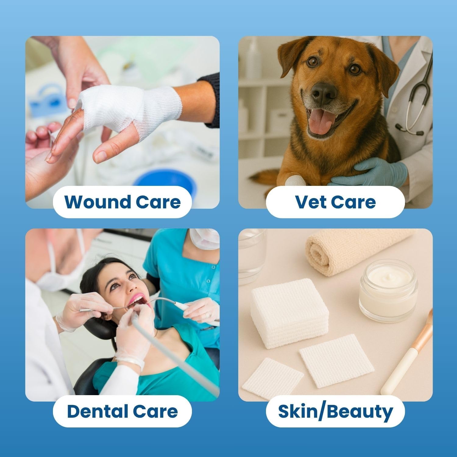 HCS Bulk Non-Woven Gauze Sponges 4x4 - Non-Sterile, 4-Ply (2000-Count) - Highly Absorbent, Low-Linting Squares - 4x4 Gauze Pads, Large - Medical Supplies, Wound Care, First Aid, Surgical Use, Dental