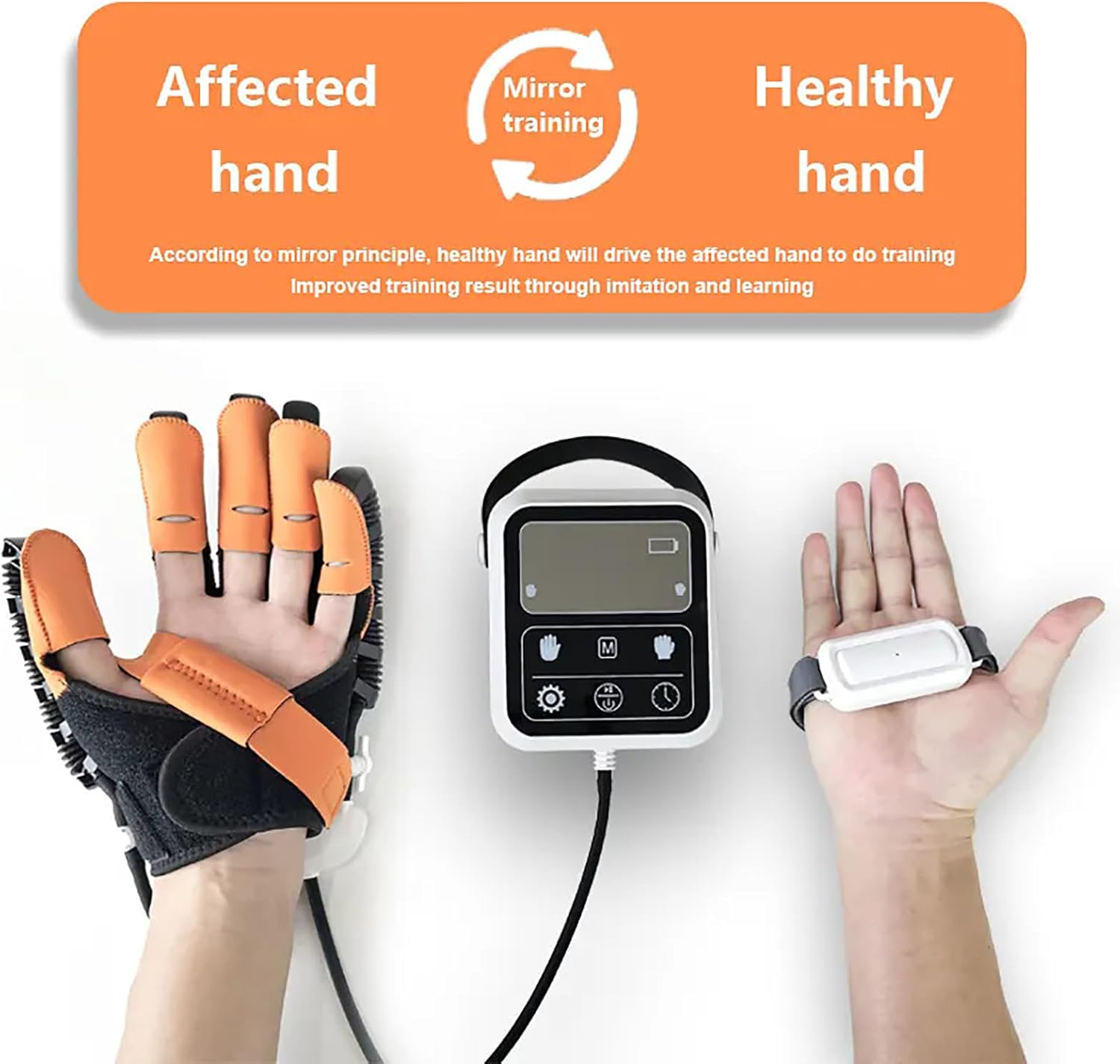 Rehabilitation Robot Gloves, Hand Stroke Recovery Equipment with 4 Workout Modes and 9-Level Strength Adjustment, Rechargeable Convenient Finger Trainer