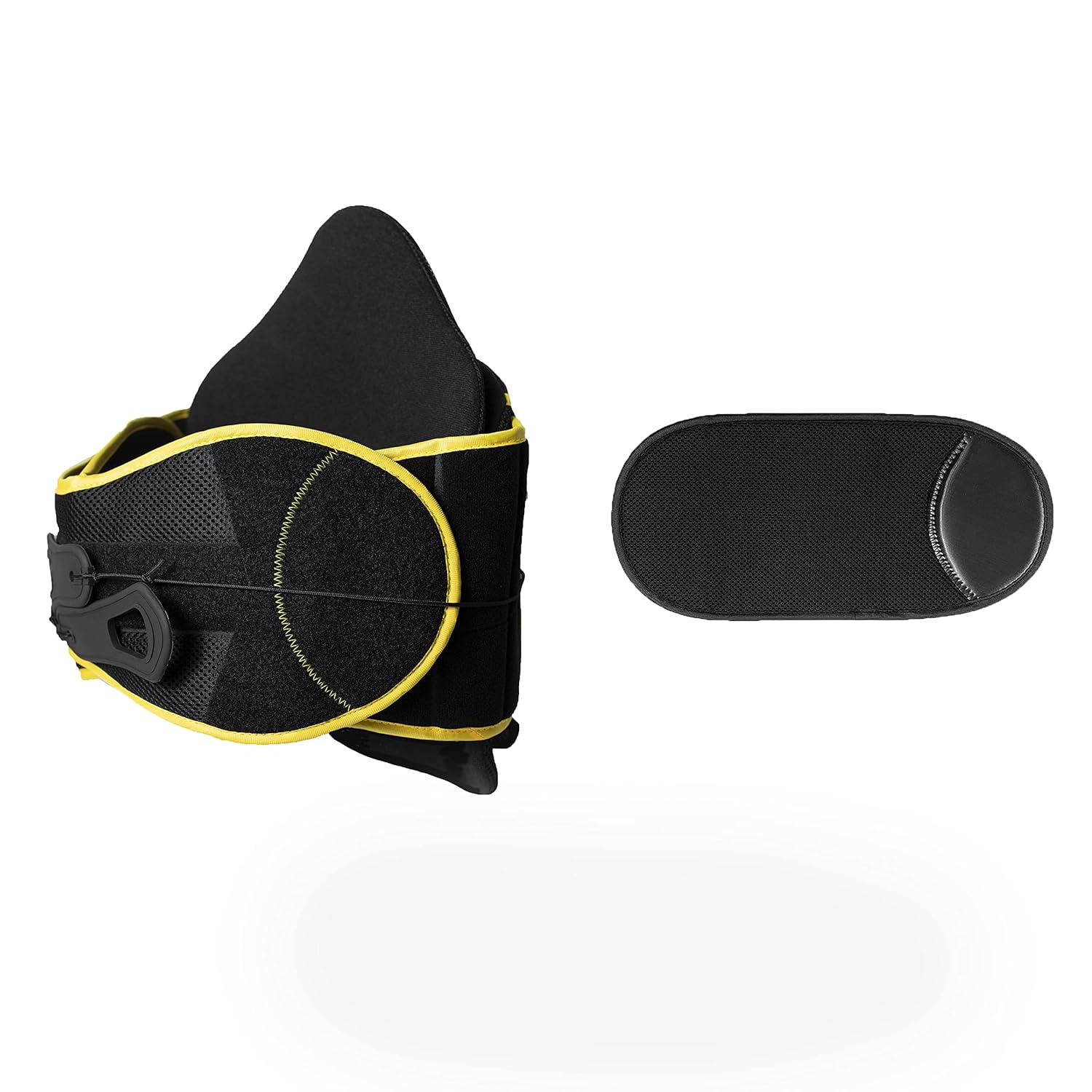 VertebrAlign Plus-Size LSO Lumbar Back Brace, Medical Grade Lower Back Pain Relief for Herniated Discs, PDAC L0631 L0637 L0648 L0650, Black/Yellow & Ext (Plus Size 23–66 in Waist)