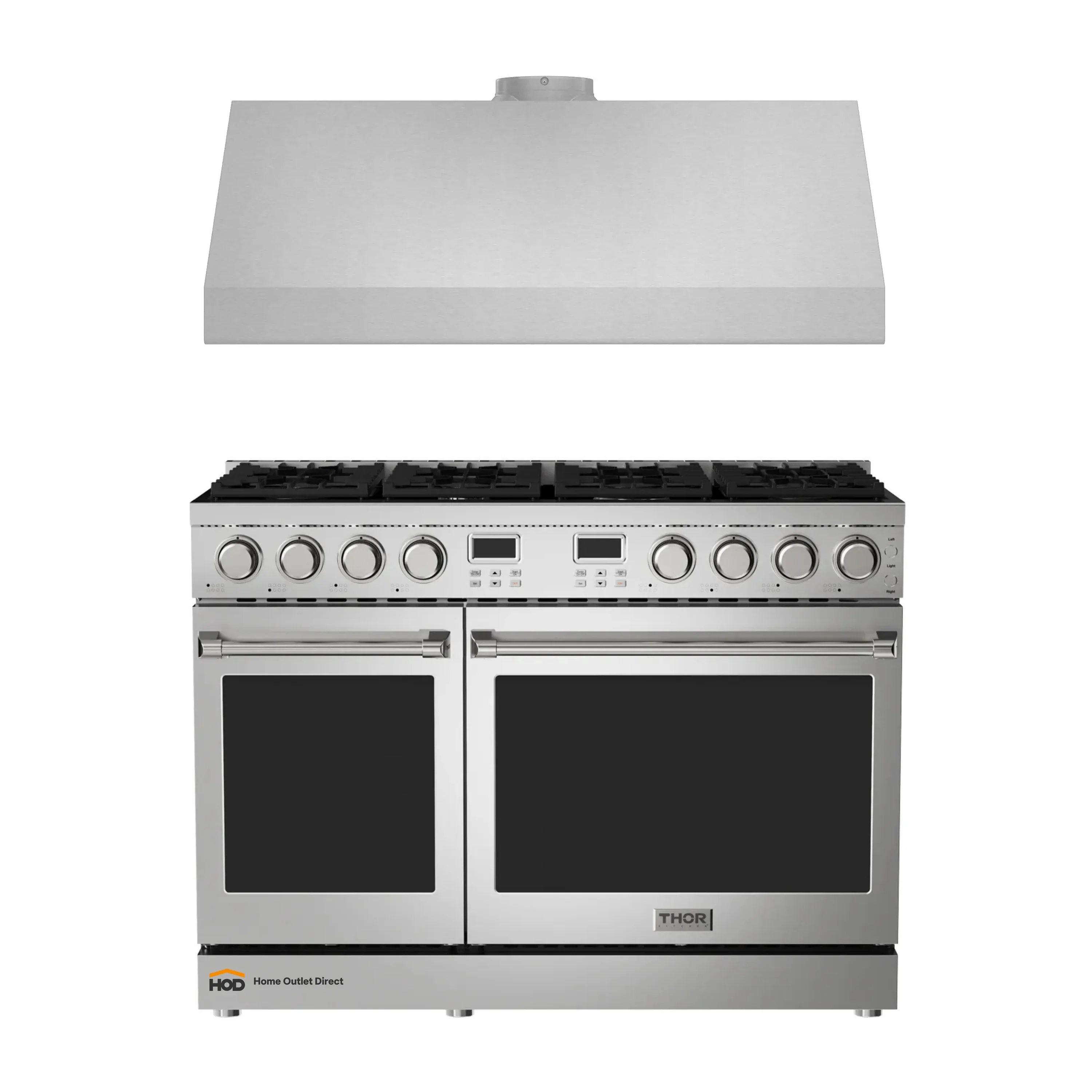 Thor Kitchen A-Series 2-Piece Appliance Package - 48-Inch Gas Range and Under Cabinet Range Hood in Stainless Steel