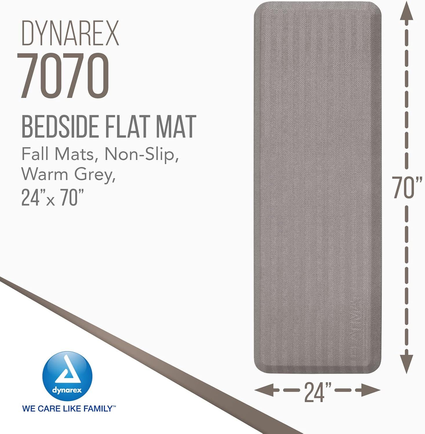 Dynarex FLATMat Fall Mats for Elderly Patients - Beveled Edge for Wheelchair Accessibility - Non-Slip Senior Fall Prevention Pad for Protection (24