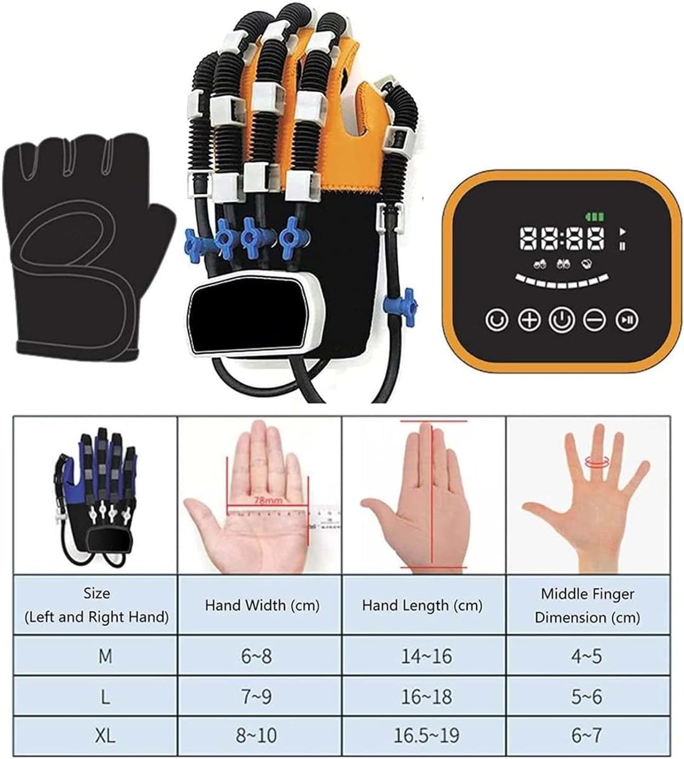 Rehabilitation Robot Gloves Hand Dysfunction Patient Training Device with Remote Control/Single Finger Training,Right-XL