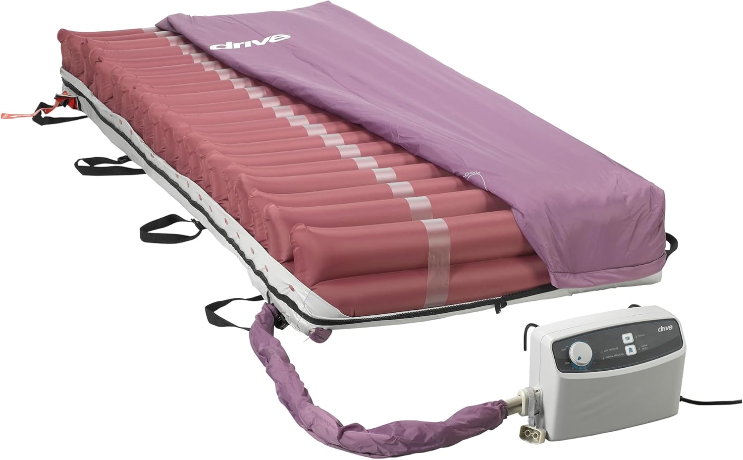 Drive Medical Med-Aire Low Air Loss Mattress Replacement System - Alternating Pressure - Pressure Redistribution Mattress - Moisture Wicking Cover - Home or Facility Use