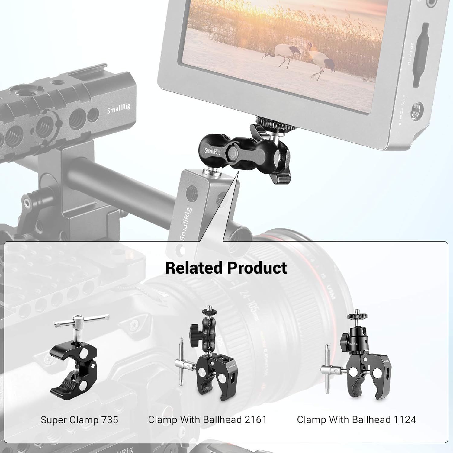 SmallRig Universal Magic Arm with Small Ballhead (2pcs)+Top Handle with Record Start/Stop Remote Trigger for ARRI 3/8”-16 Hole