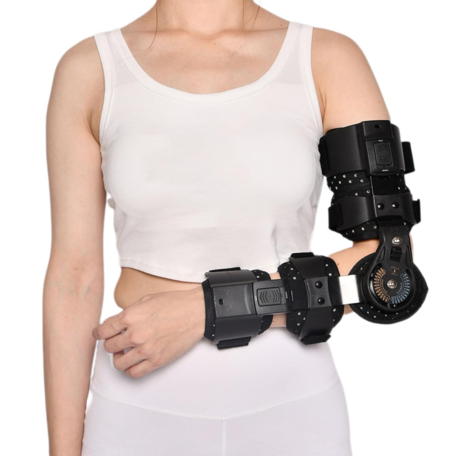 SFKLYU Hinged Elbow Brace Adjustable Telescoping Post Arm Splint with Sling Stabilizer Adjustable Splint & Shoulder Strap for Arm Injury Recovery Support After Surgery,A right