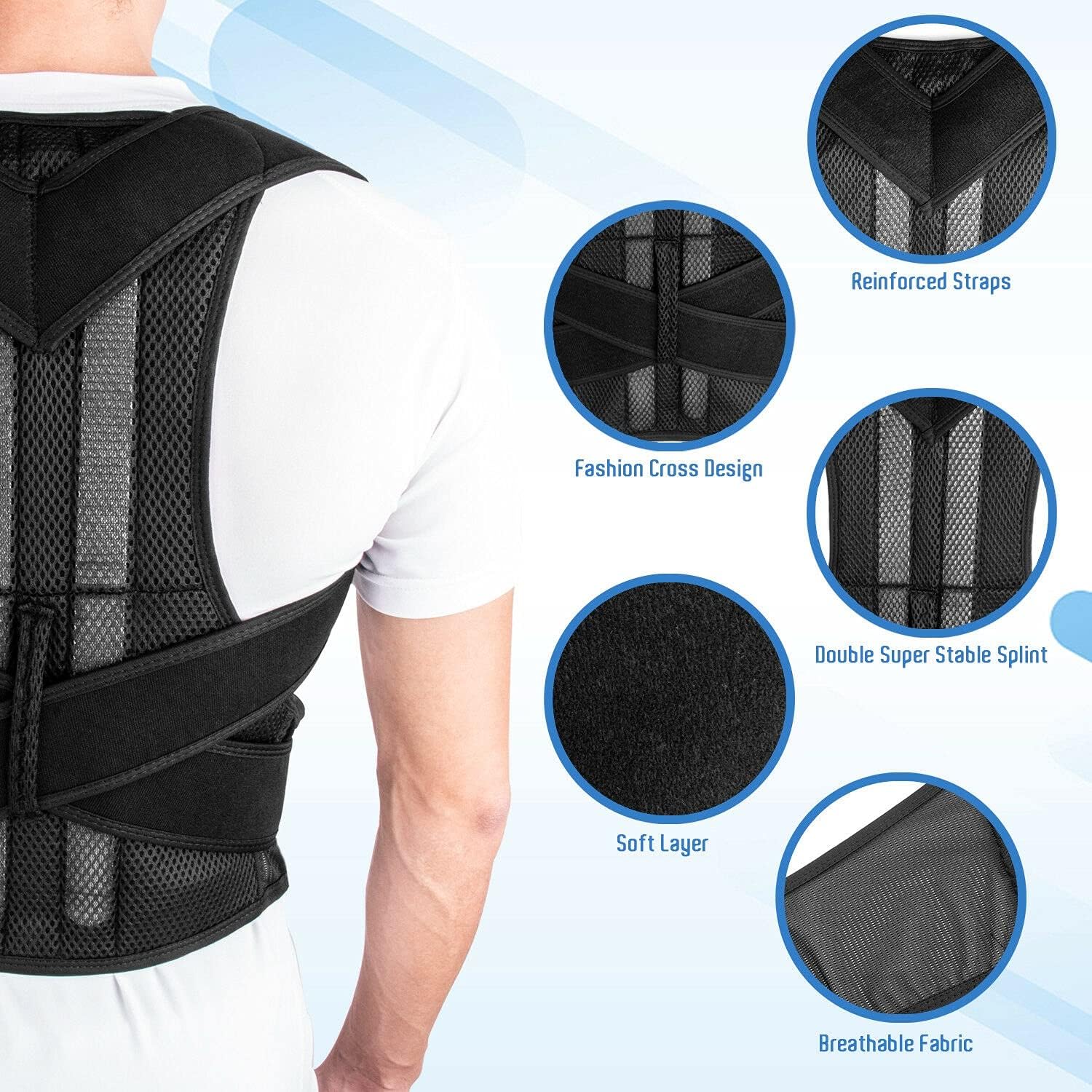 Posture Corrector for Men and Women Back Posture Brace Clavicle Support Stop Slouching and Hunching Adjustable Back Trainer,