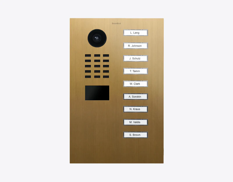 DoorBird D2109V IP Video Door Station, 9 Call Buttons in Gold