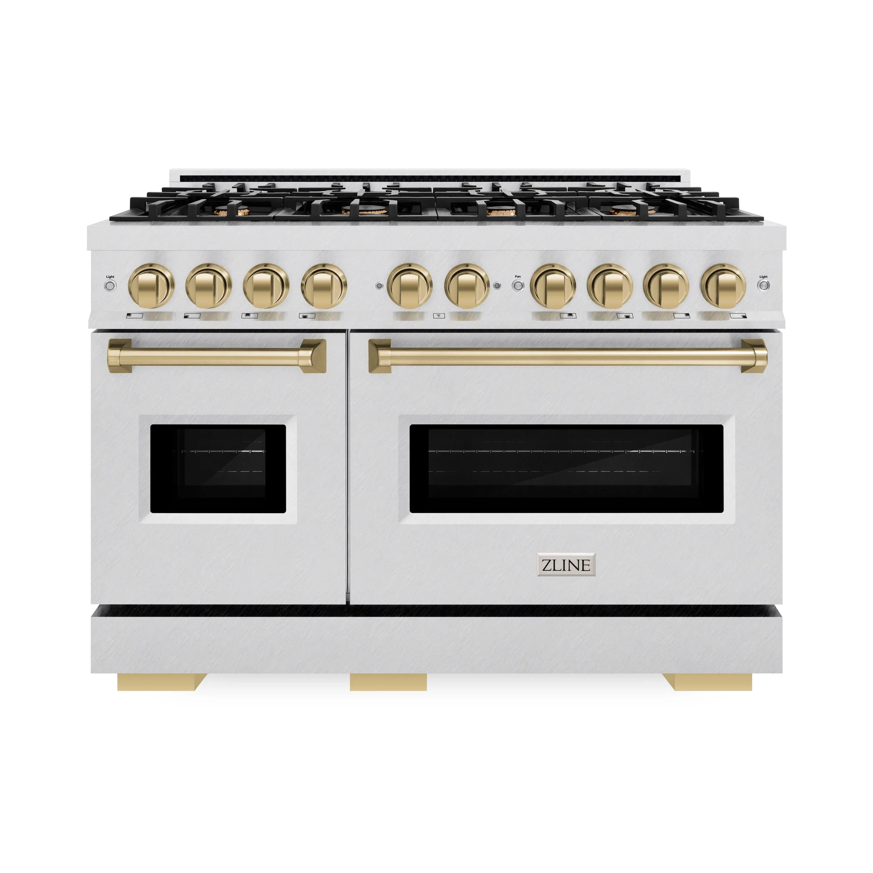 ZLINE Autograph Edition 48-Inch  Classic Series Dual Fuel Range with 8 Gas Burner Cooktop and 6.7 Cu. Ft. Electric Convection Oven in Satin Stainless Steel with Champagne Bronze (CDRSZ-48-CB)