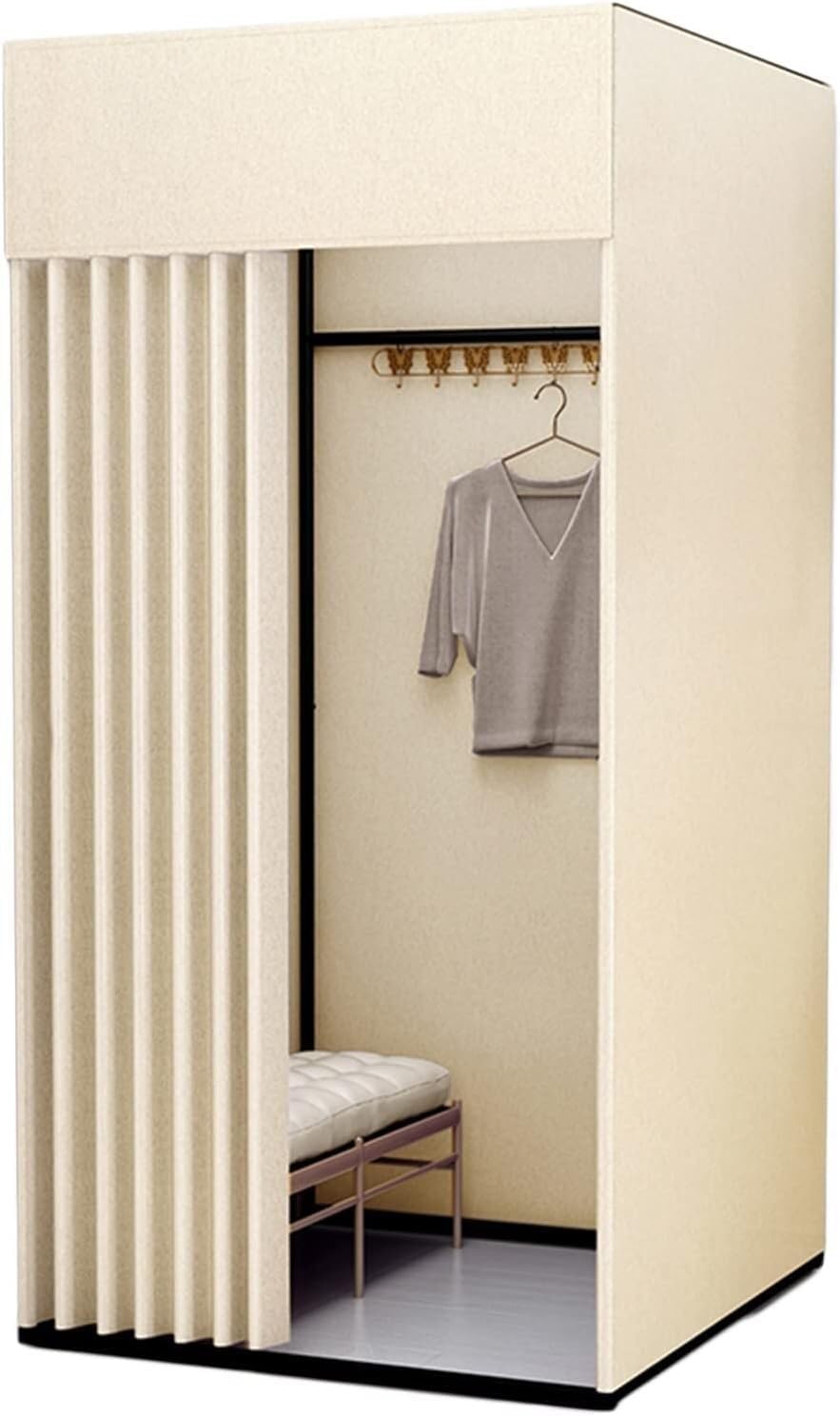 Fitting Room Privacy Screen Kit with Blackout Curtains Mobile Track Independent Fitting Room for Office Clothing Store Dorm Room(80 * 80 * 200cm)