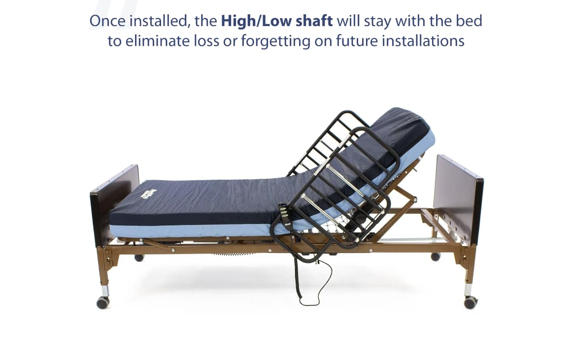 Semi-Electric Hospital Bed Set - Foam Mattress and Half Rails Included - Enhanced Comfort and Convenience