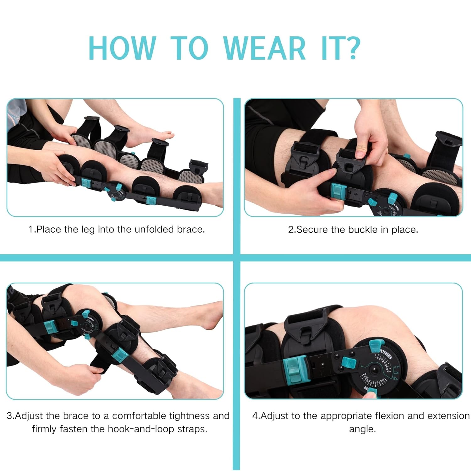 Hinged Rom Knee Brace, Adjustable Post Op Knee Immobilizer for Recovery Stabilization, ACL, MCL and PCL Injury, Medical Orthopedic Support Stabilizer After Surgery for Left and Right Leg