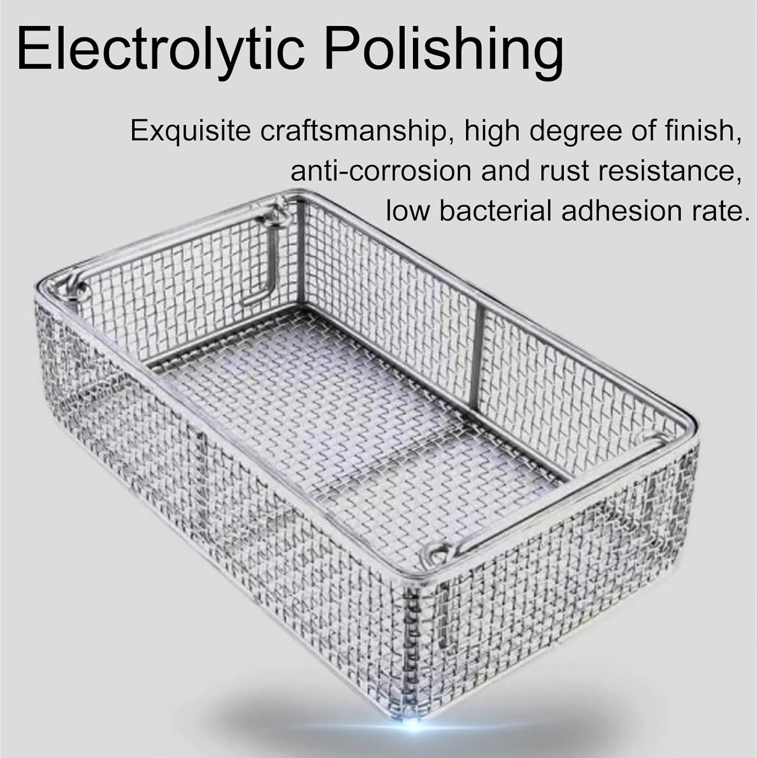 304 Stainless Steel Sterilization Basket Supply Room Instruments, Small Metal Tray, Ultrasonic Cleaning Basket, Dental Trays, Mesh 0.16in,Stainless Steel Tray(15.7in*11.8in*9.8in)