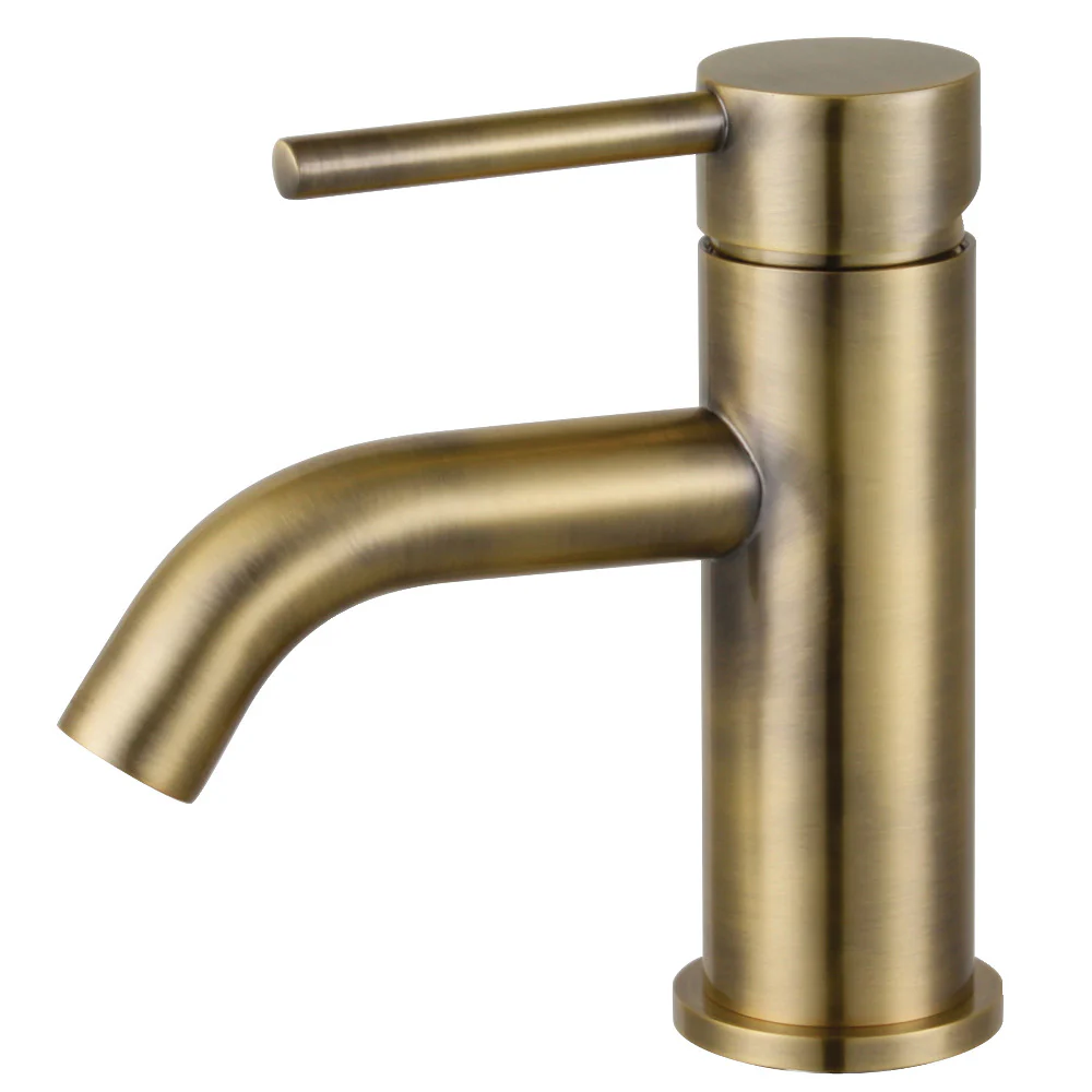 Kingston Brass Concord One-Handle Single-Hole Bathroom Faucet with Push Pop-Up Drain, Antique Brass (LS822DLAB)