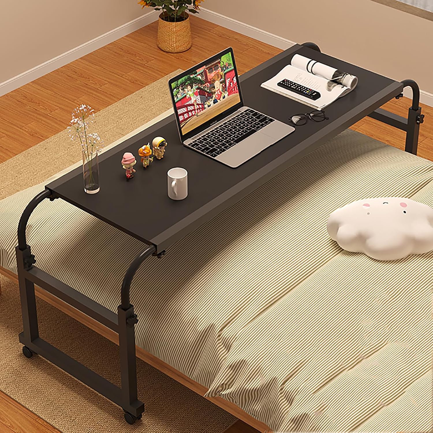 hospital table over bed for home use swivel,over The bed table with Wheels,adjustable height table,hospital bed table,chair cart,laptop desk for bed,recliner table,Perfect for hospital famil