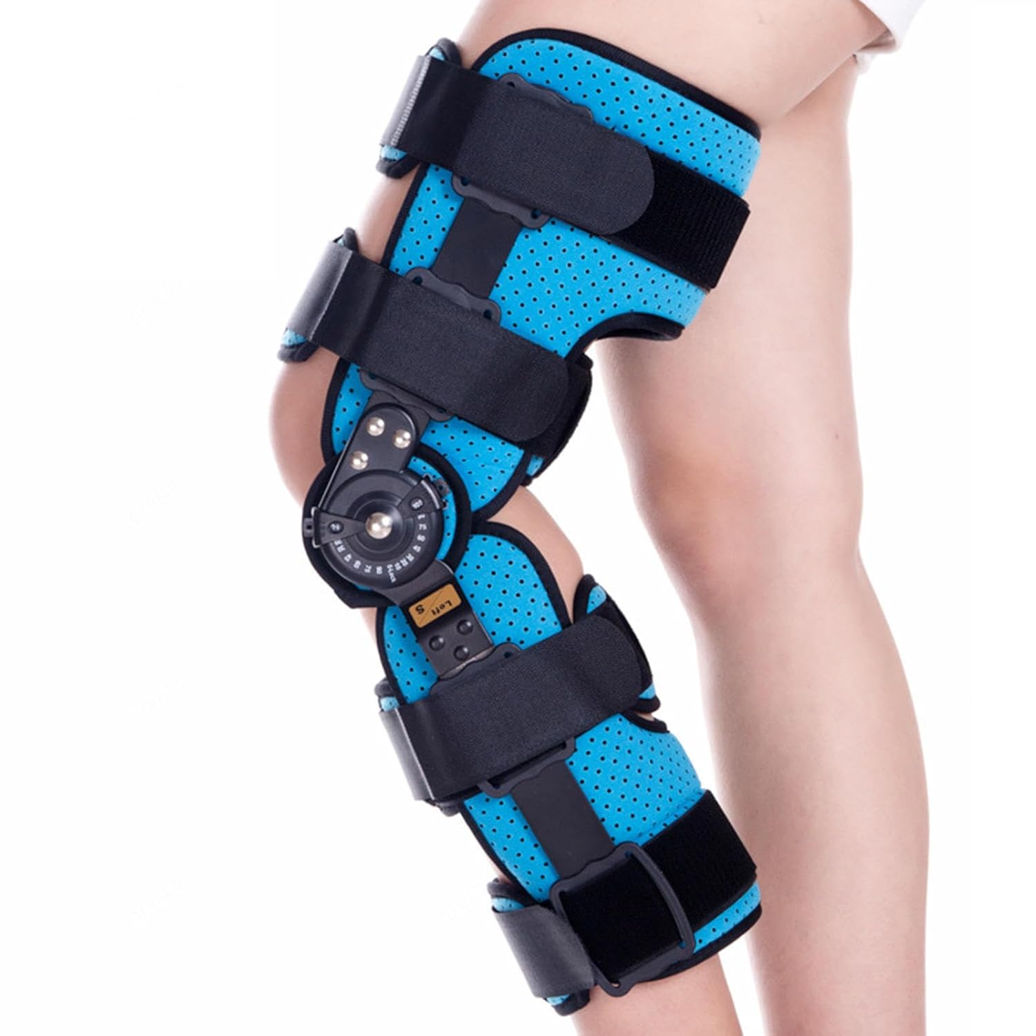 Adjustable Hinged Rom Knee Brace Stabilizes Leg Aids for Men Women Post Op Knee Brace for Pain Arthritis Support, Knee Injury with Strap,withstrap