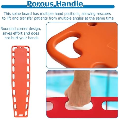 Lightweight Emergency Spine Board Stretcher - 6ft Lifeguard Backboard for Patient Transport & Immobilization, Essential First Aid Rescue Gear (Includes Red Head Immobilizer)