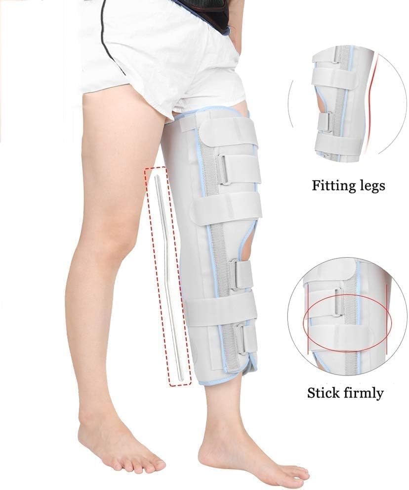 Adjustable Knee Immobilizer Brace Support, Knee Fixation Brace, Knee Joint Fixation Belt, Straight Knee Splint, Comfort Rigid Support for Joint Pain Relief Arthritis Injury Recovery Workout.(Gray,X-Sm