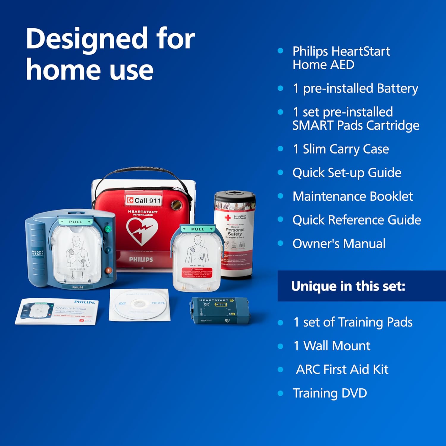 Philips HeartStart Home AED Defibrillator, Value Package M5068A-C04