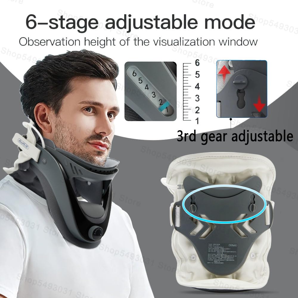 Neck Stretcher Cervical Brace with Air Traction Neck Brace for Neck Pain Relief & Posture Corrector,Light weight， Wireless Pump&Hot/Cold Therapy Pads， Adjustable Support, Award-Winning Design Home& Office