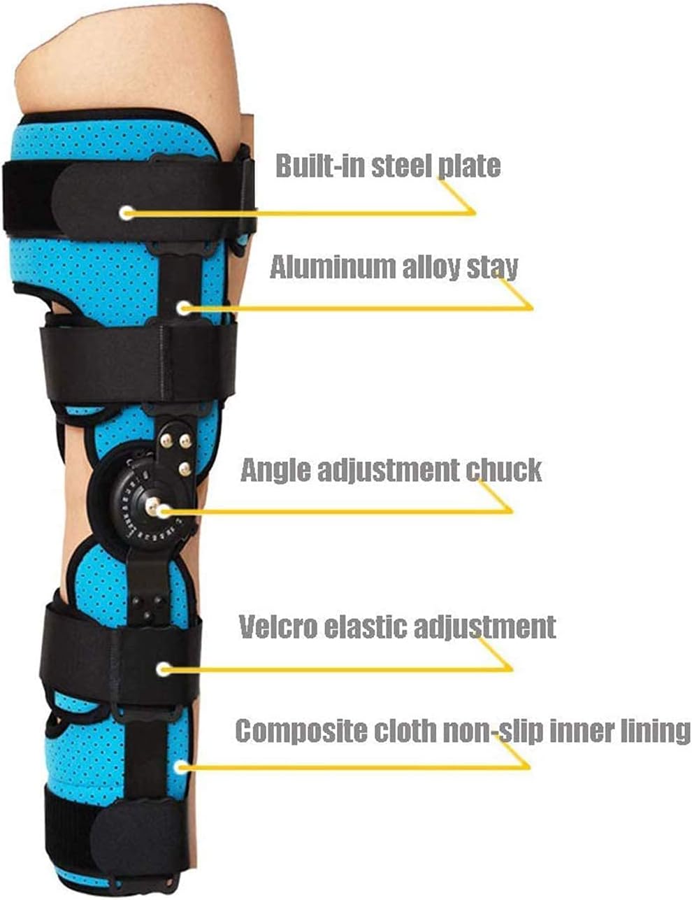 Kneebrace Injury Orthosis Immobilizer, Adjustable Hinged Knee Brace Splint Stabilizerknee Support for Acl Arthritis Meniscus Tear Ligament Injury(Left-M)