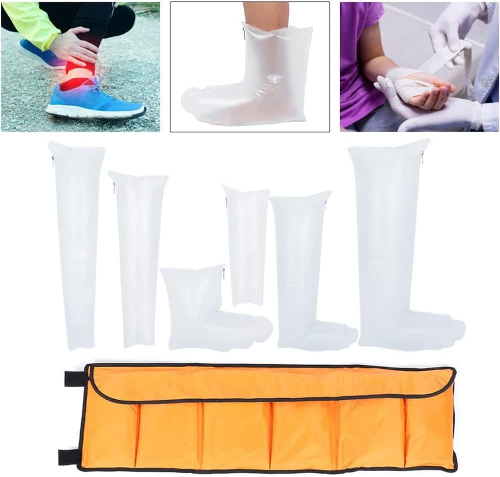Inflatable Plastic Splint, 6pcs First Aid Air Splint Kits, with Hand/Wrist, Elbow/Half Arm, Full Arm, Foot/Ankle, Half Leg, Full Leg for Home Outdoor Emergency Use
