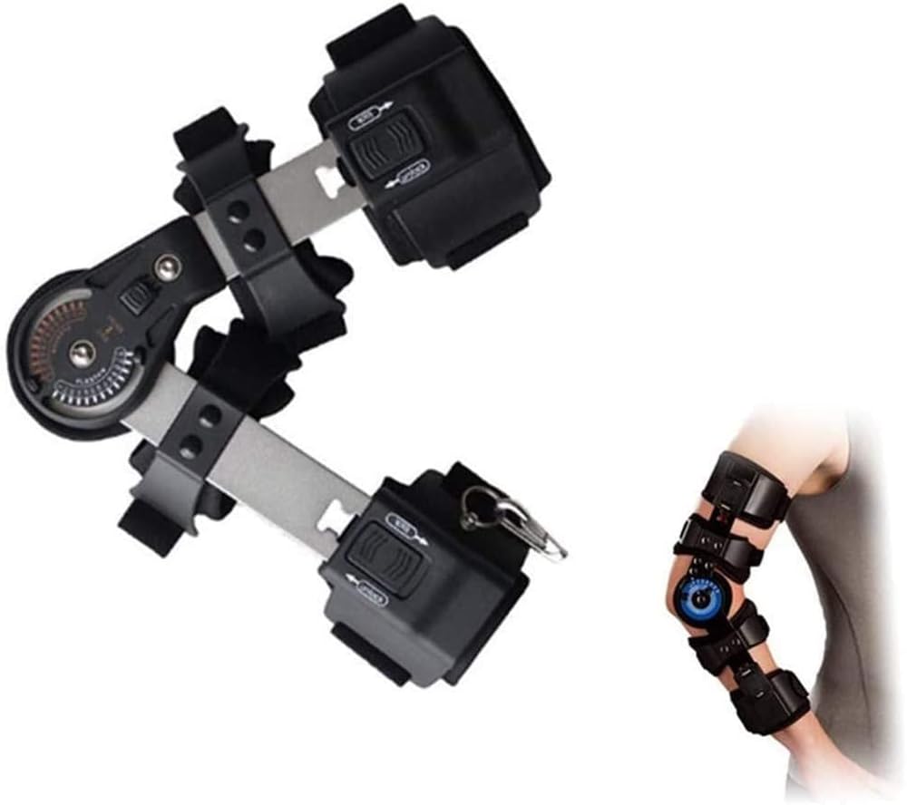 Hinged Elbow Brace, Adults Arm Elbow Splint Immobilizer Brace, Adjustable Elbow Fixator Orthosis, for Elbow Fracture Rehabilitation,Right