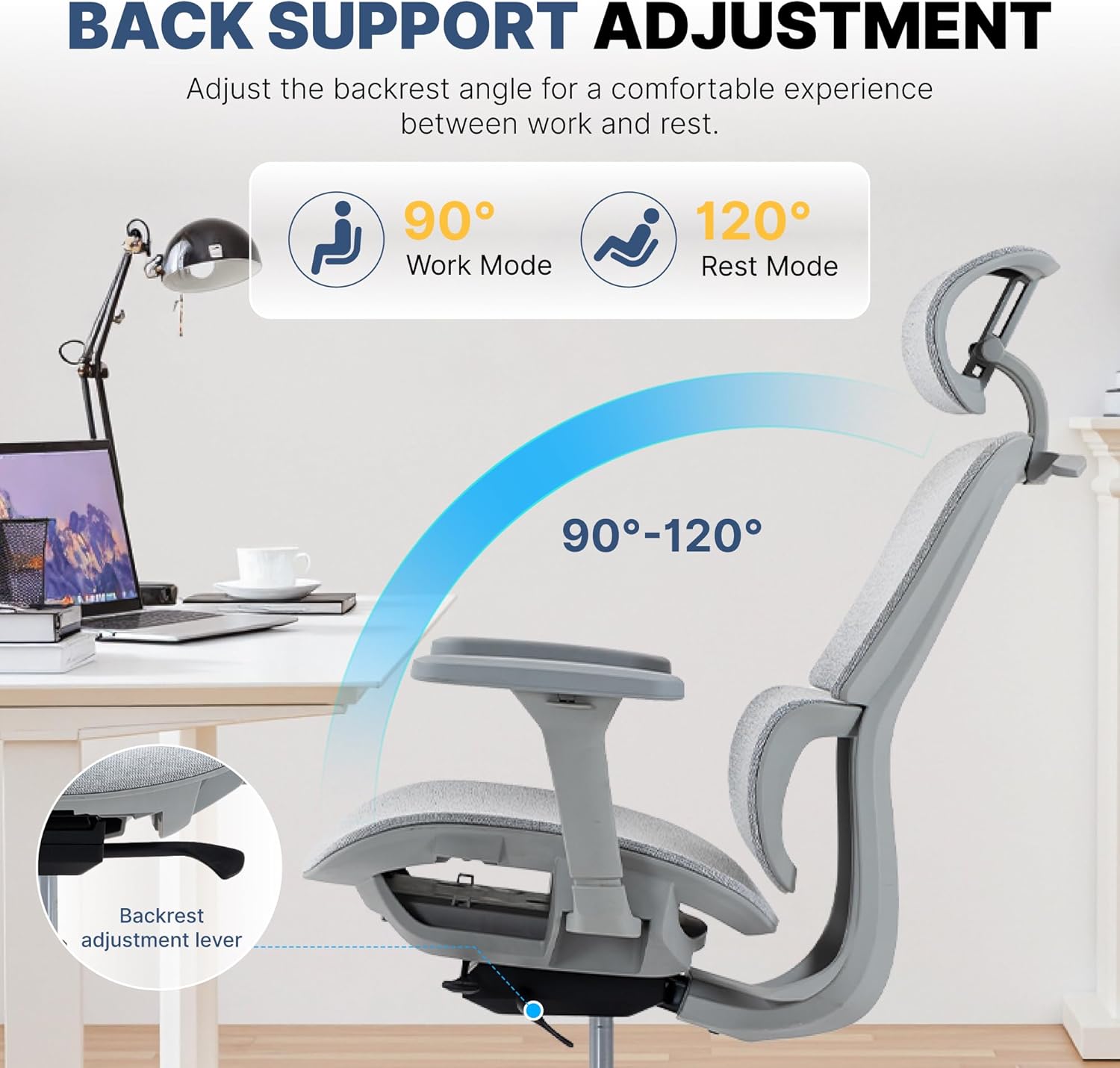 Mesh Ergonomic Office Chair with 4D Armrests,High Back Mesh Gaming Chair with Lumbar Support,Adjustable Seat Depth,2D Headrest for Big & Tall