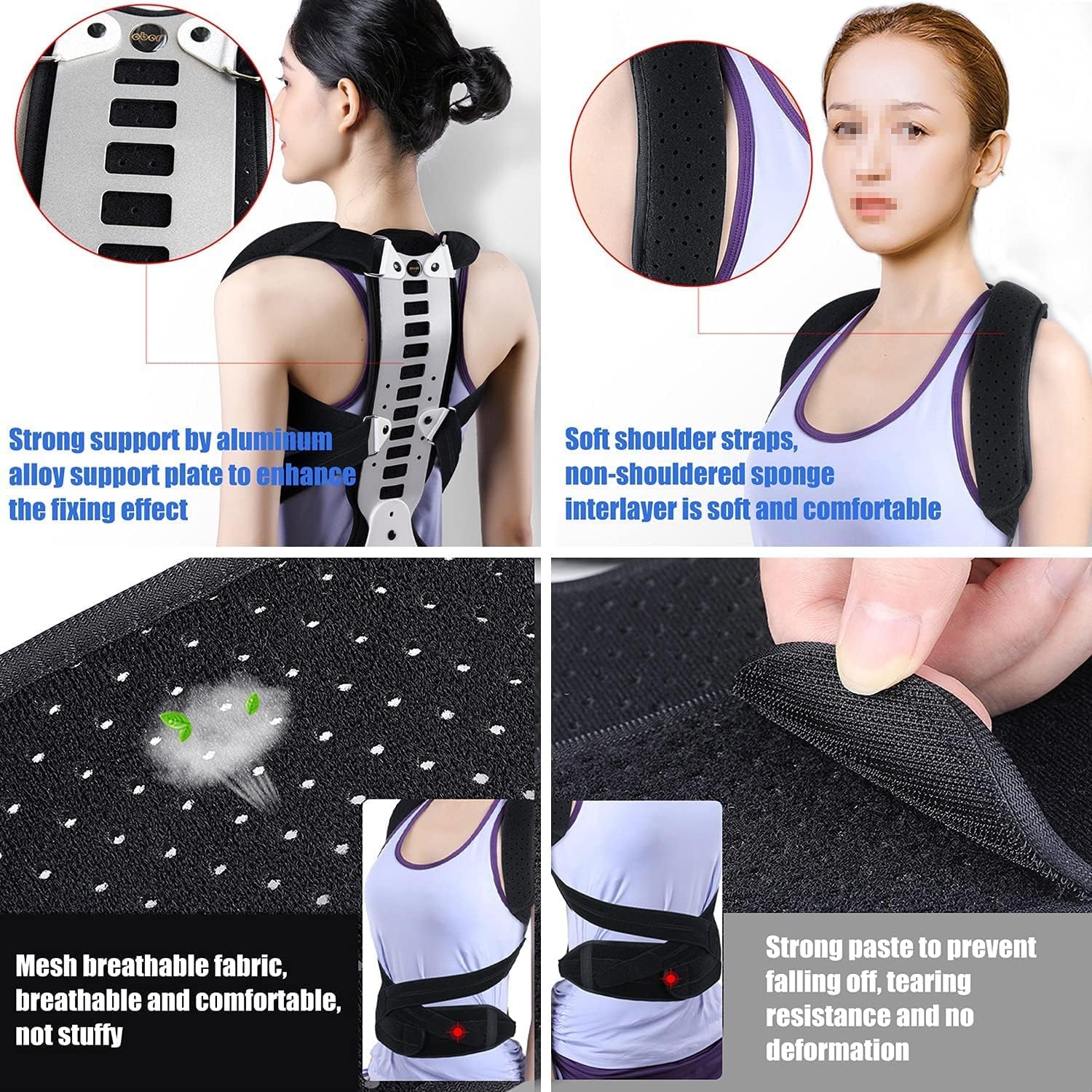 Posture Corrector Adjustable Back Brace,Straightener Metal Thoracic Spinal Brace Support Recover Postural Extension Vest for Men Women Adults Back Posture (Size : Small)