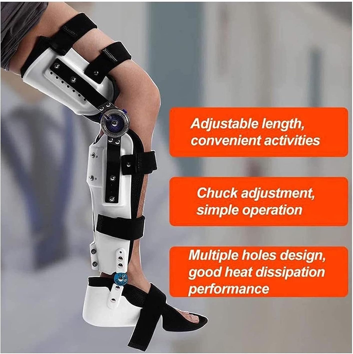 Adjustable Hip Joint Fixation Bracket, Adjustable Hip Knee Ankle Foot Supports Brace Reusable Hip Knee Ankle Foot Orthosis Braces, Hinged Knee Supports Stabilization Thigh Knee Joint Ankle Foot Fixed