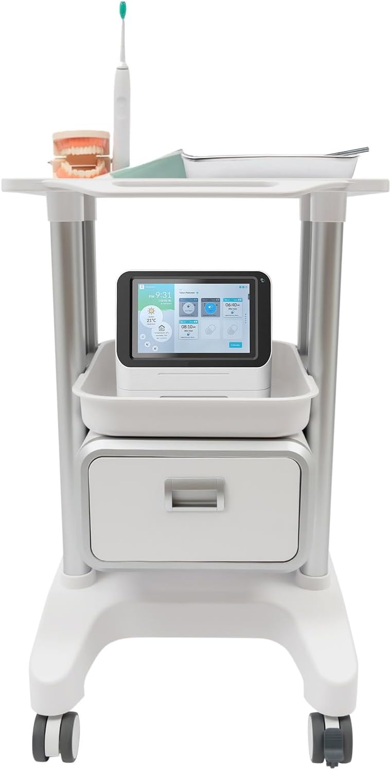 Medical Trolley with Wheels, Mobile Trolley for Cosmetic Instruments with Drawers Tool Tray, Rolling Tool Mobile Ultrasound Imaging Scanner Cart for Home Hospital Office Clinic, Load 130Lbs