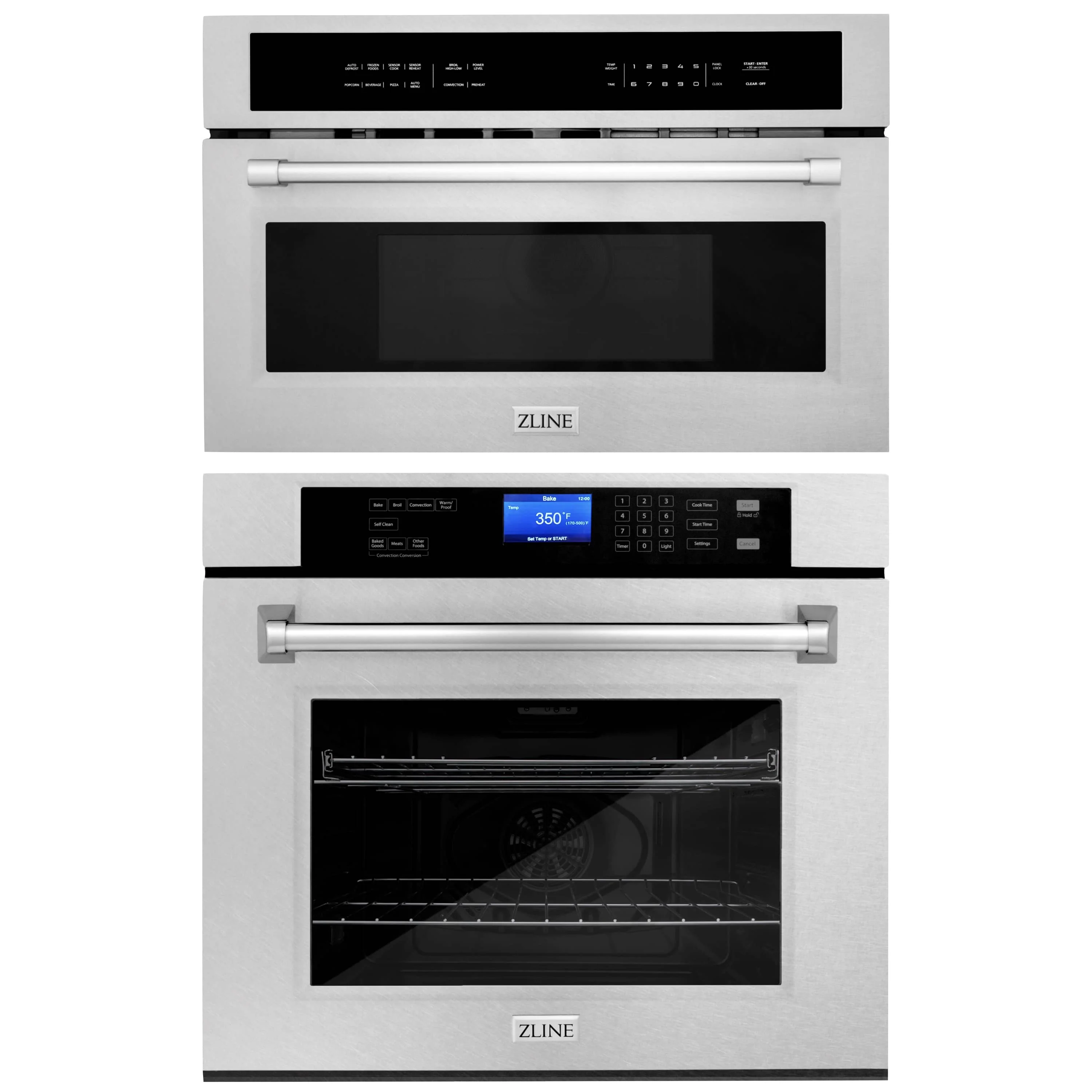 ZLINE 2-Piece Appliance Package - 30-Inch Electric Wall Oven with Self-Clean & 30-Inch Build-In Microwave Oven in Satin Stainless Steel