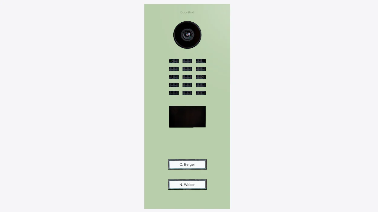 DoorBird D2102V IP Video Door Station, 2 Call Button in Pastel Green, RAL 6019
