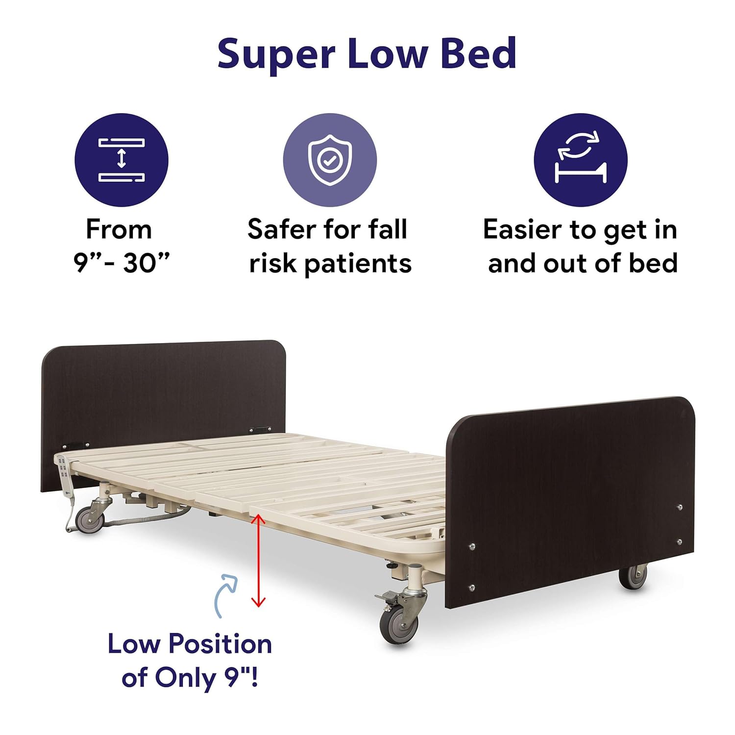 Ultra Low Adjustable Hospital Bed with 42
