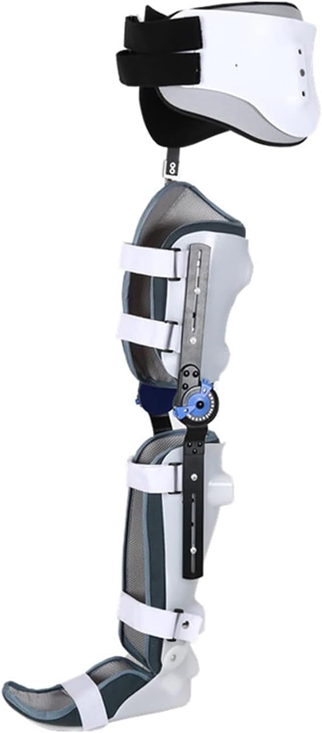 Orthopedic Hinged Knee Brace with Foot Pad, Hip Sacrum/Waist/Knee Ankle Foot Joint Fixation Brace, Hip Walking Fixed for Adults,Left