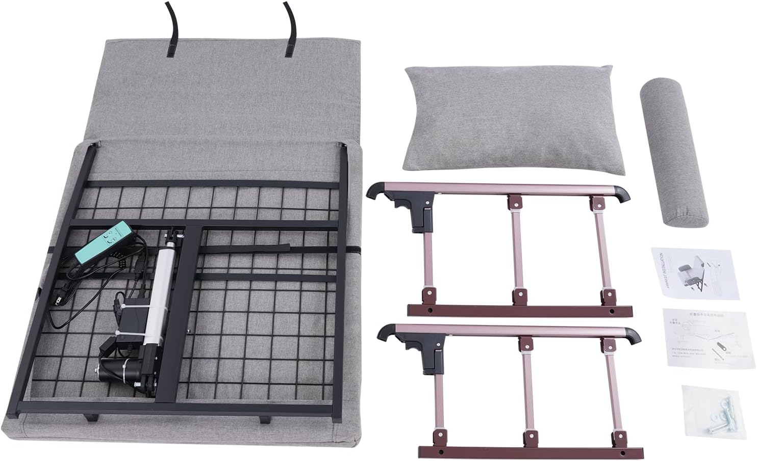 Electric Lifting Backrest Adjustable Bed Back Rest Electric Auxiliary Backrest for Elderly Pregnant Women Back Lumbar Support, 660lbs Capacity, Folding Armrests, 47.2