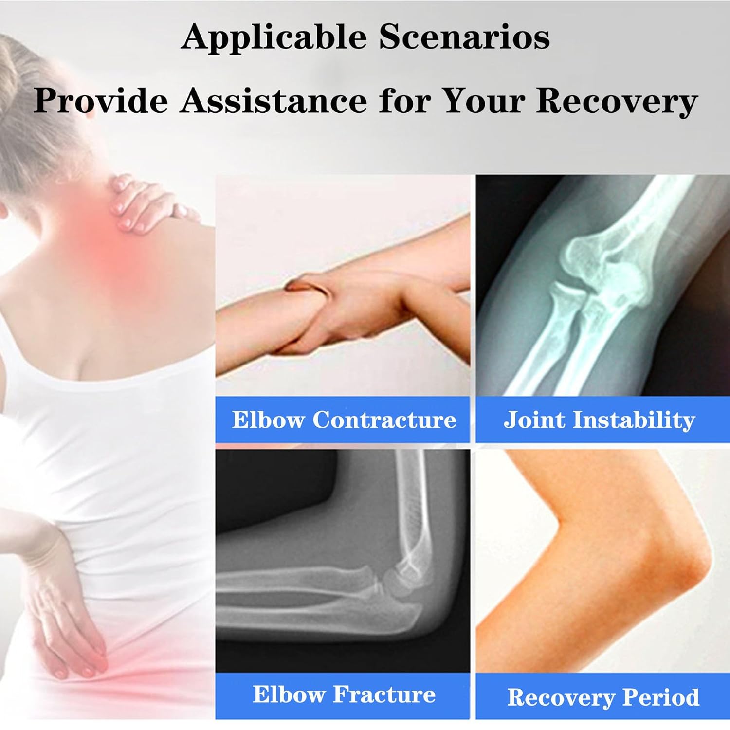 SFKLYU Hinged Elbow Brace Adjustable Splint & Shoulder Strap Adjustable Post Elbow Brace with Sling Stabilizer Splint Arm Injury Recovery Support After Surgery,Right