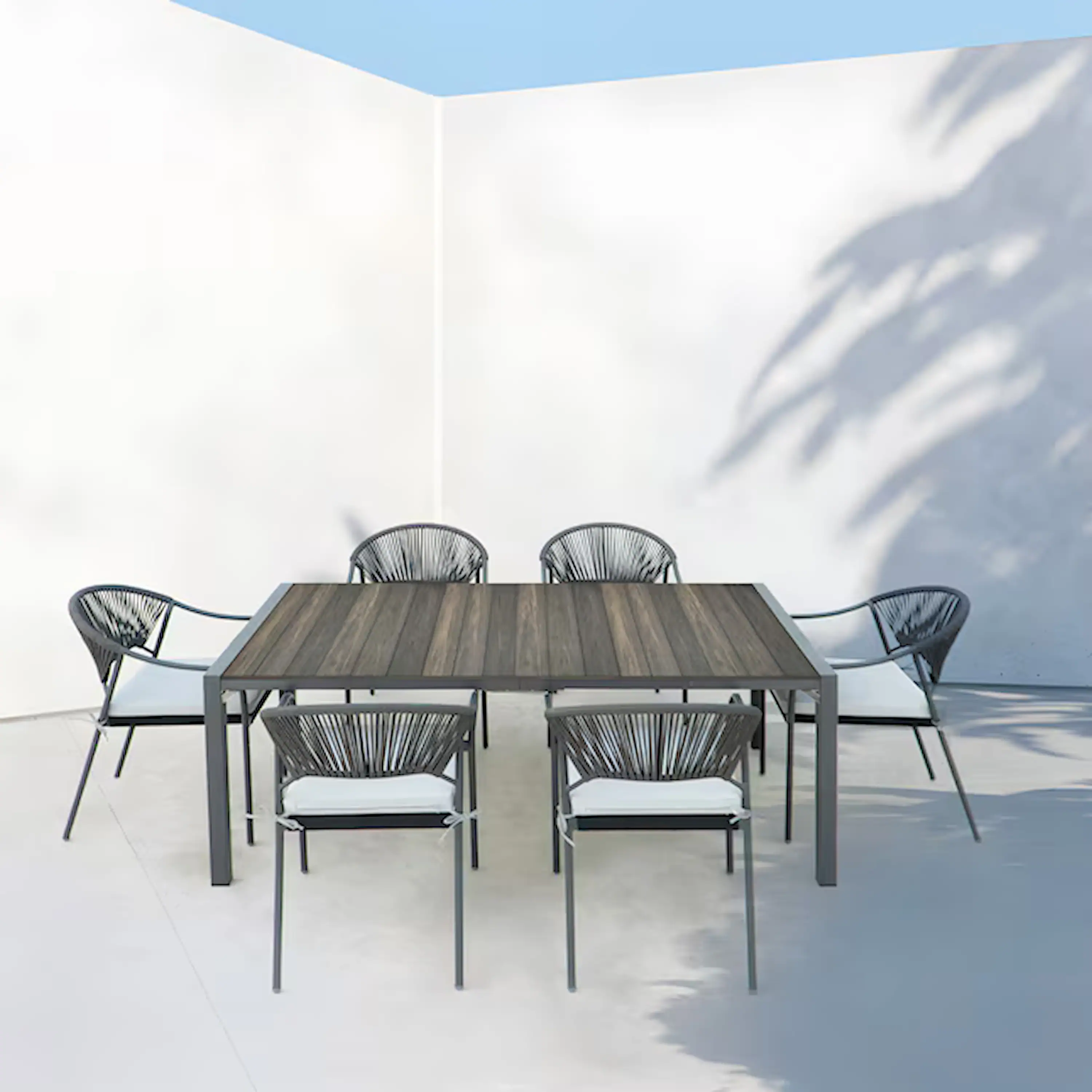 Deko Living 6 Piece Seating Black Outdoor Patio Dining Chairs and Table Set (COP30803)