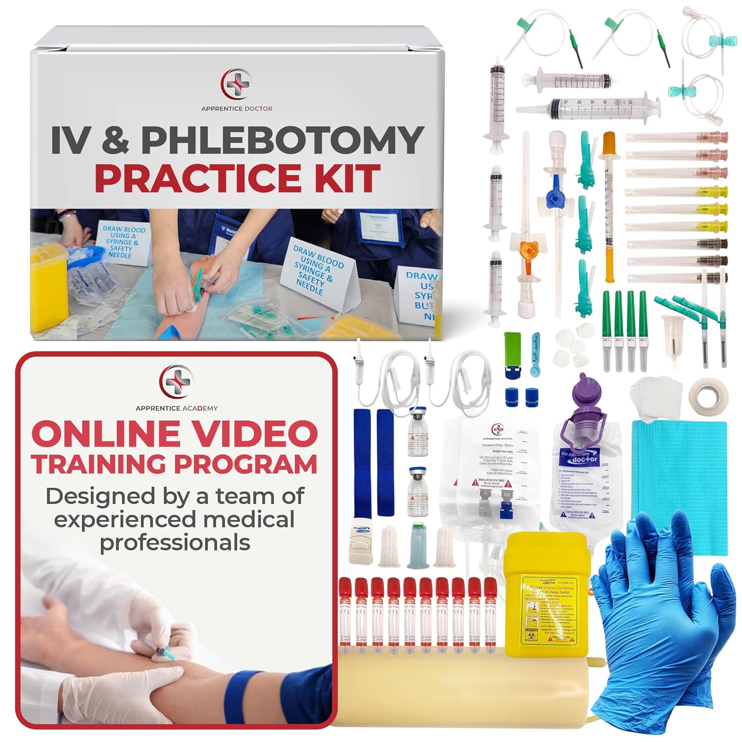 The Apprentice Doctor Phlebotomy Practice Arm Kit with Online Learning – Skill-Building Model Arm for Students, Beginners & Home Study