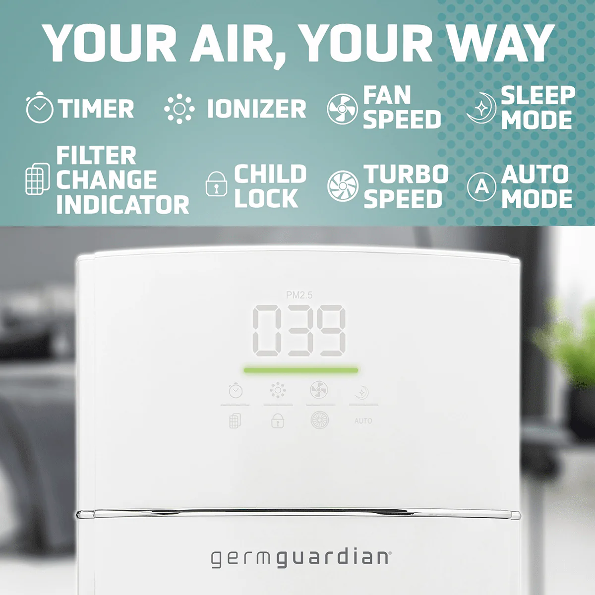 GermGuardian AC9400W Tower Console HEPA Air Purifier
