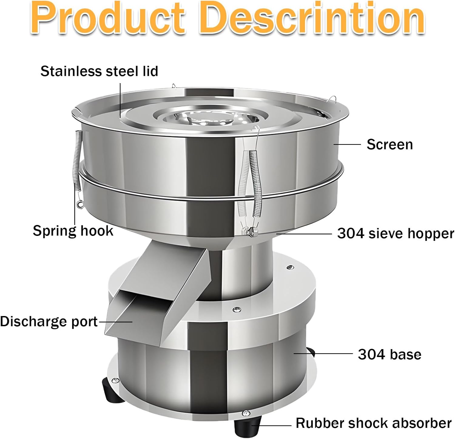 Compact Automatic Powder Sifter, Electric Vibrating Sieve Machine with 40/60 Mesh Screen for Small Batch Baking, Lab Use, and Home Kitchen 220V10cm-60mesh