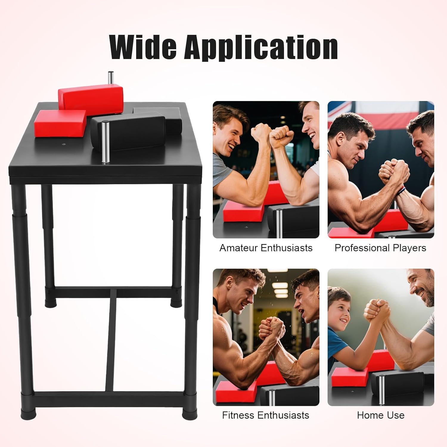 Professional Arm Wrestling Battle Table, 2200LBS Standard Arm Wrestling Table Adjustable Competition Wrist Strength Training Support Plate Equipment with Elbow Pads for Gym Club Sports Fields Homes
