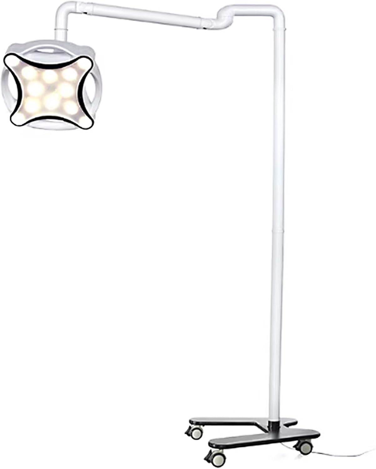 30W Mobile Floor-Stand LED Medical Exam Lamp, 12 Hole Surgical Examination Lamp, Adjustable Brightness with Mobile Stable Base for Outpatient Clinic, Beauty Salon