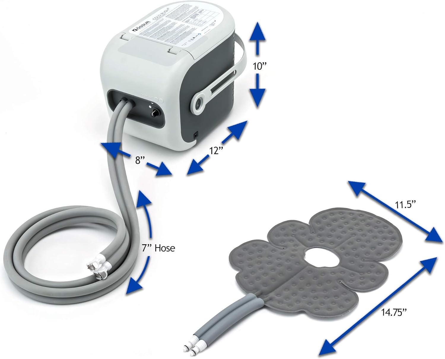 Ossur Cold Therapy Machine System with Knee Pad -Ergonomic, Adjustable Wrap Pad Included- Quiet, Lightweight and Strong Cryotherapy Freeze Kit Pump - Refurbished Unit with Brand New Knee Pad