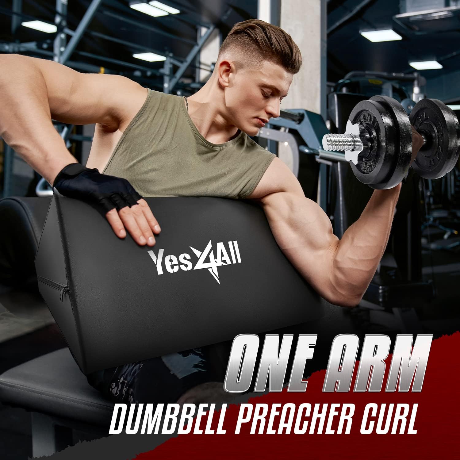 Yes4All Foam - Preacher Curl Pad, Simple Version of Preacher Curl Weight Bench for Arms, Biceps and Triceps, Space-Savin