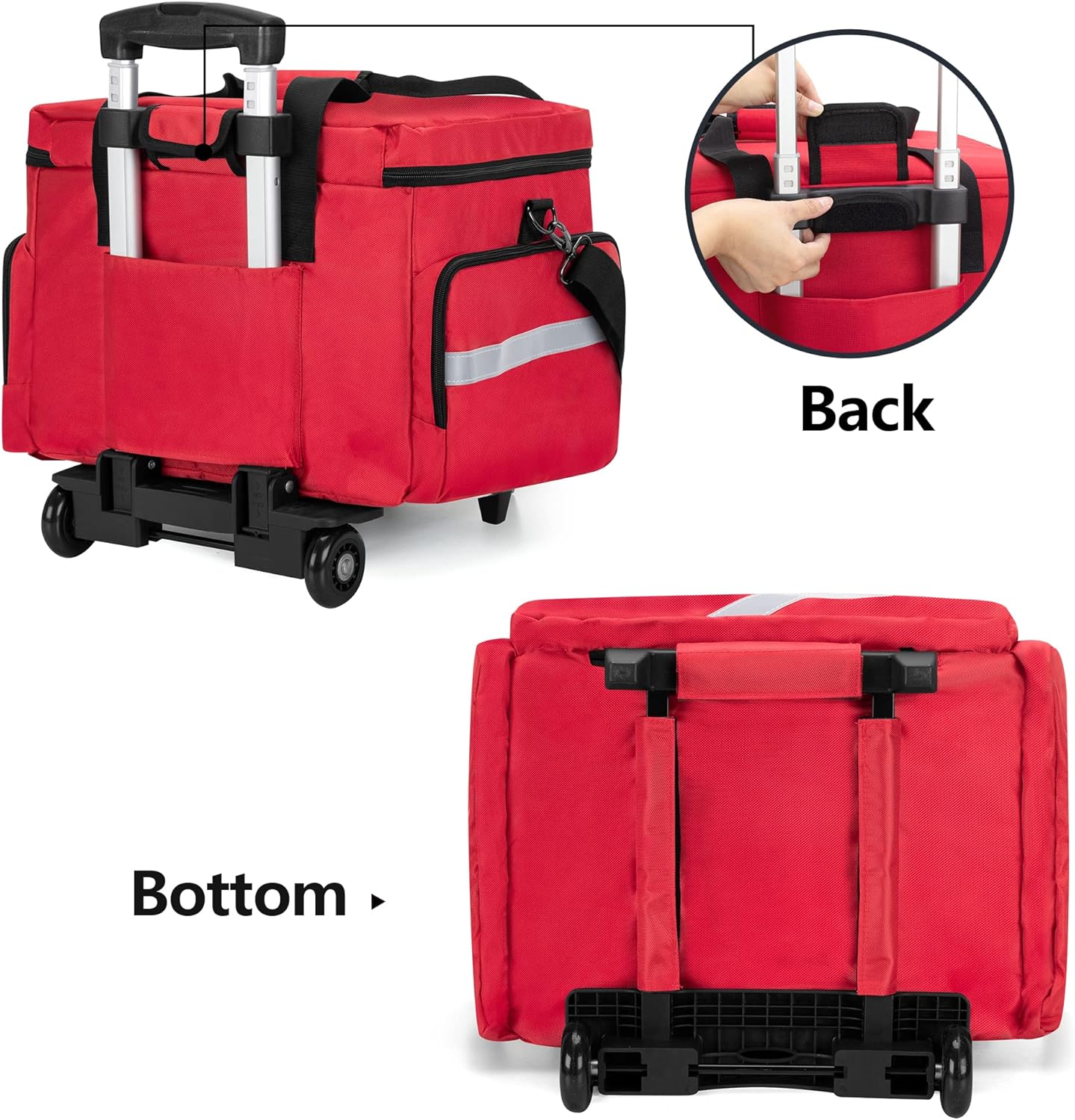 Trunab Rolling Medical Bag with Detachable Trolley, Nurse Rolling Bag with Removable Dividers 15.6” Laptop Sleeve, First Aid Responder Bag Empty for Home Health Nurses, Doctors, EMT, EMS