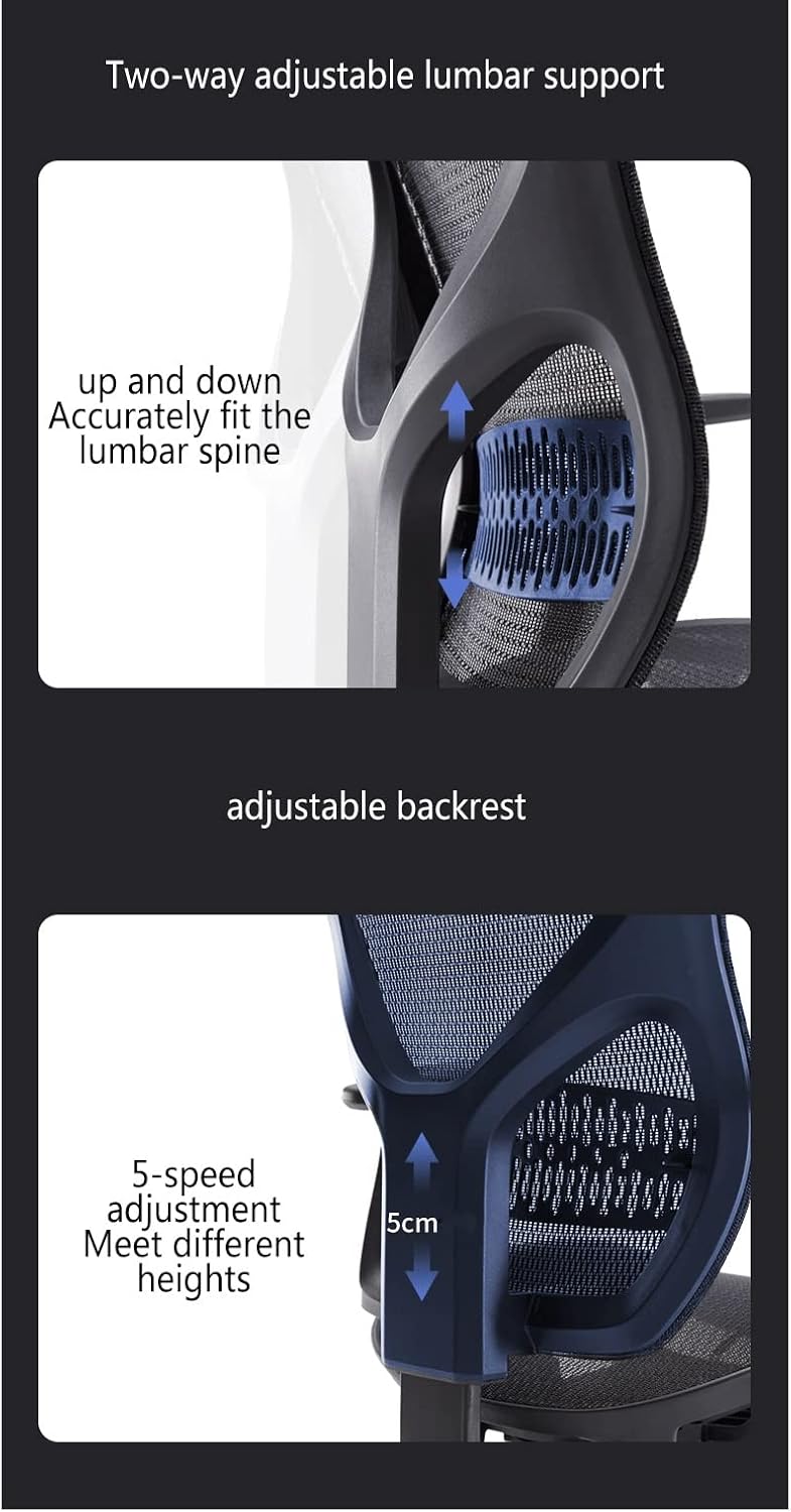 Office Chair, Breathable Mesh Executive Meeting Chairs with 3D Armrest and Headrest Support, Adjustable Lumbar Support, Ergonomic Sedentary Comfort Office Chair (Sponge Aluminum Alloy)