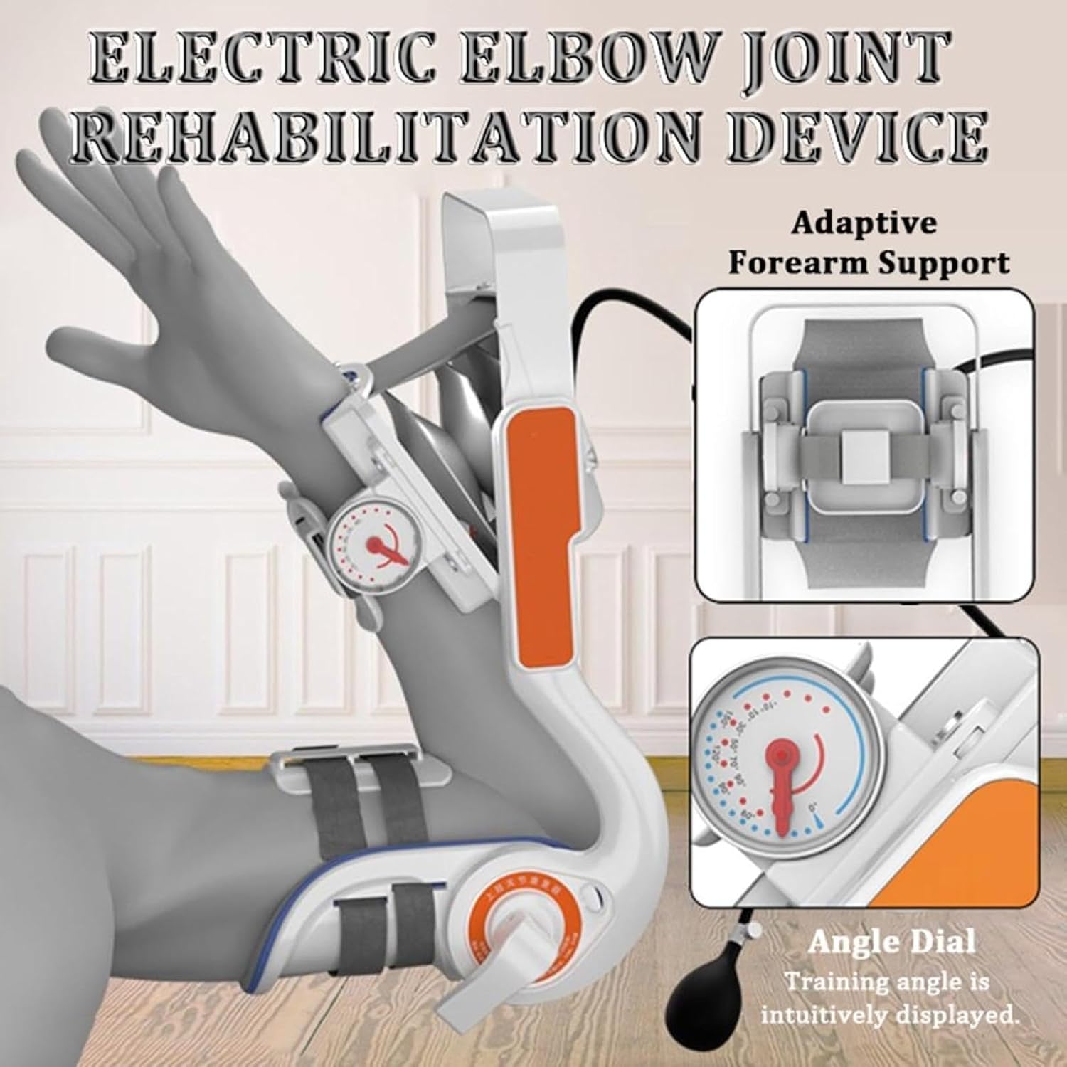 Elbow Joint Rehabilitation Device, Brace Elbow Brace Arm Exerciser, with Air Bag Pressurization and Angle Dial, Adjustable -15° to 150° Angle, For Stroke, hemiplegia, arm stiffnes