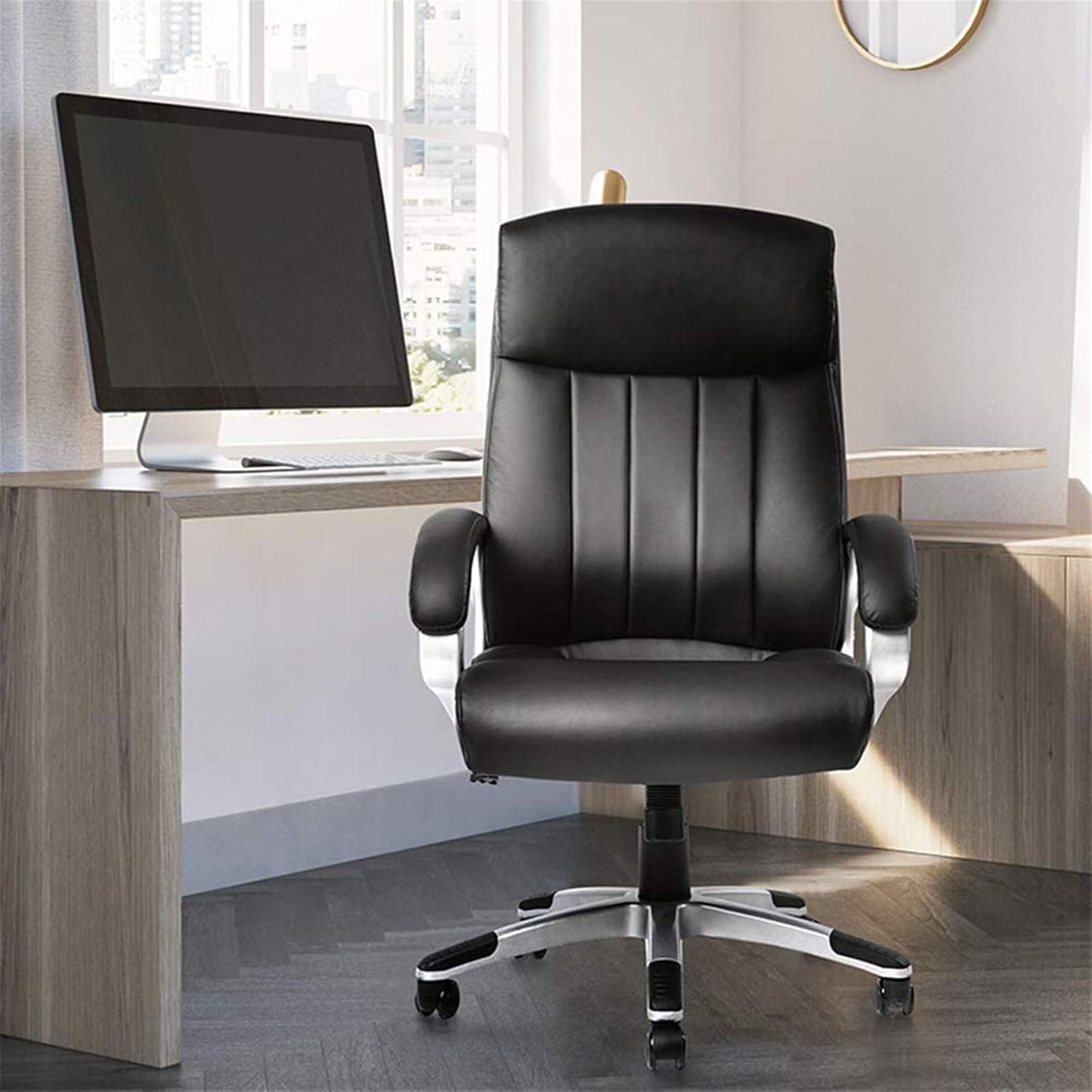 Office Chair Computer Gaming Chairs High Back Adjustable Ergonomic Desk Chair Executive Pu Leather Swivel Task Chair with Armrests Lumbar Support